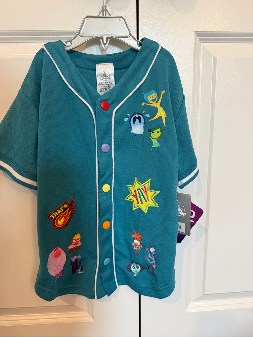 Disney Teal Inside Out Patch-Accent Baseball Jersey
